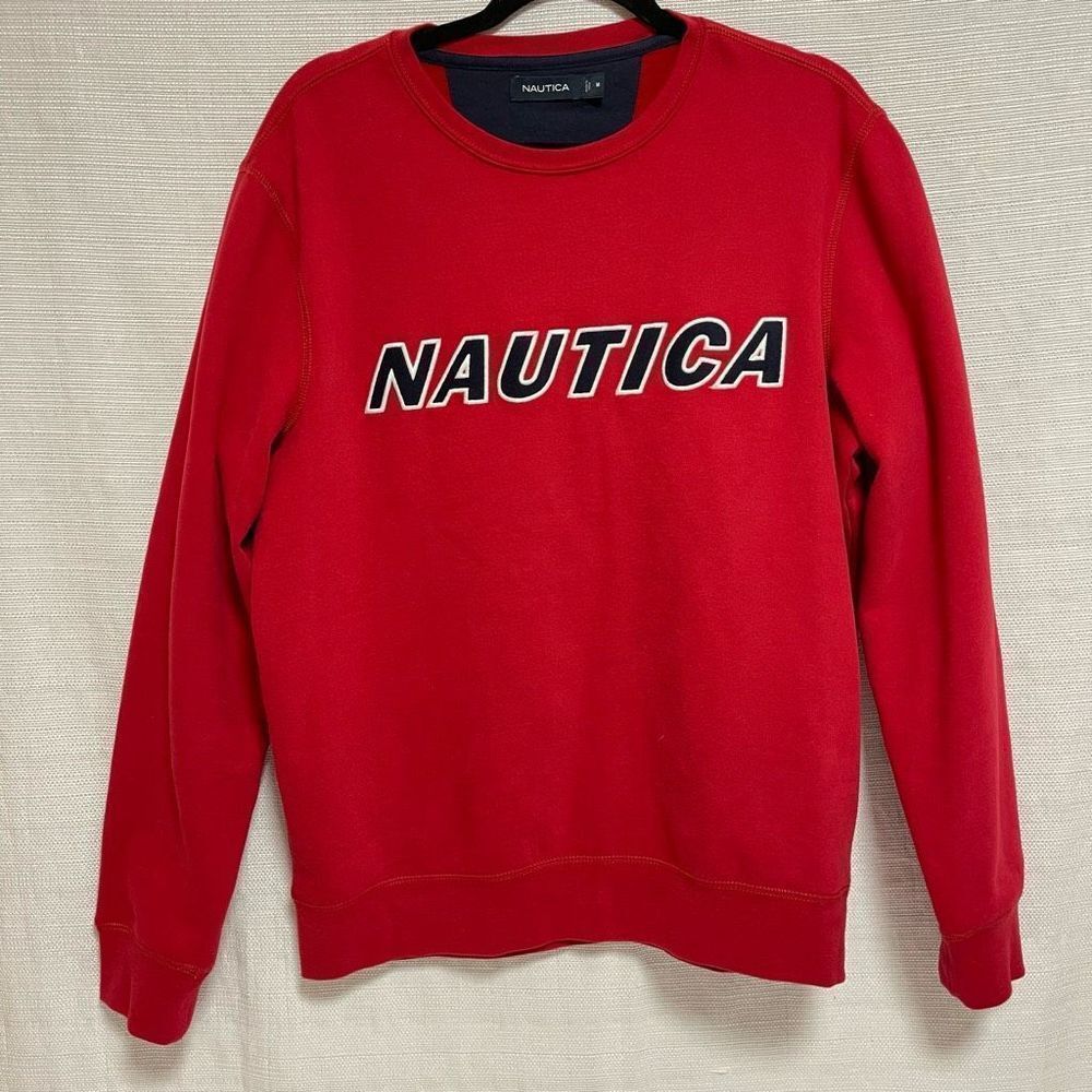 Nautica  Men’s Red Crewneck Cotton Logo Sweatshirt Sz M